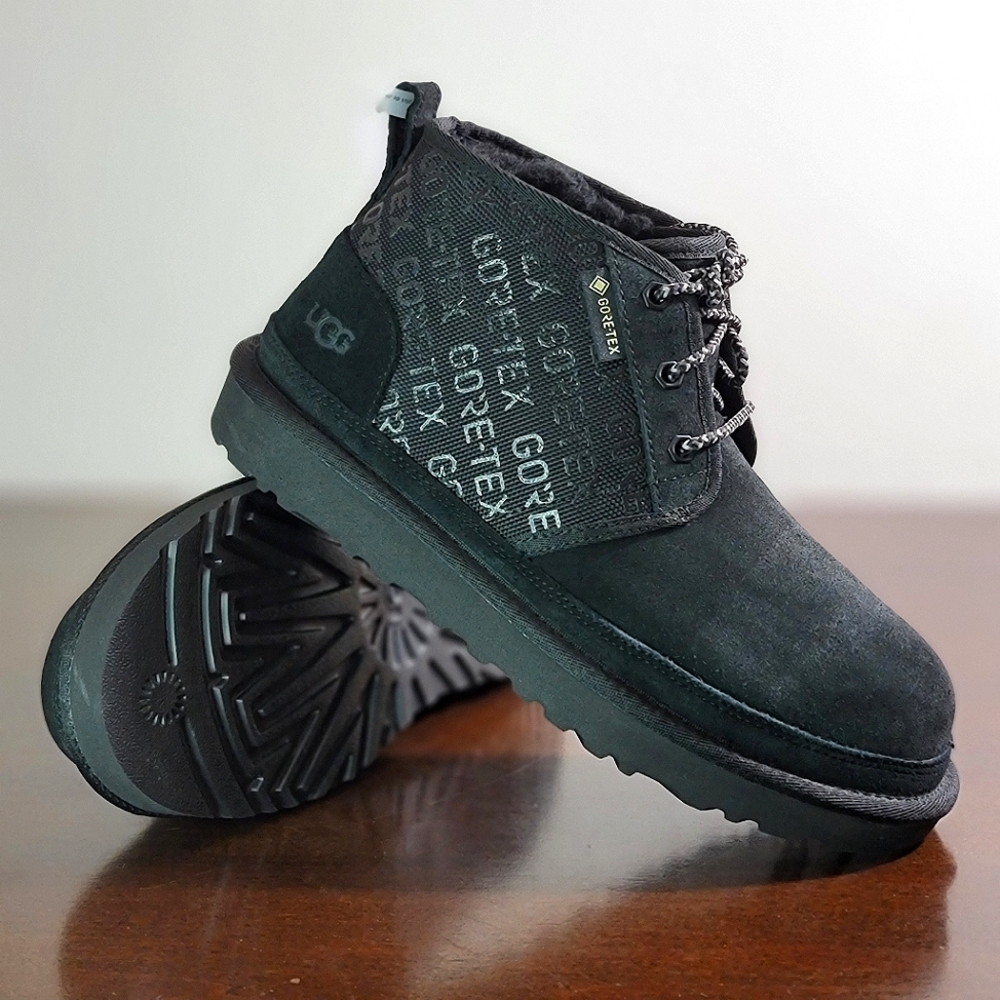 UGG Neumel Gore-Tex Chukka Boots Women's Size 8.5 Black Gray 1118571 Wool Plush